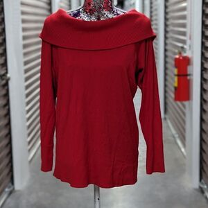 Torrid Size 1X 14/16 Red Foldover Oversized‎ Collar Sweater